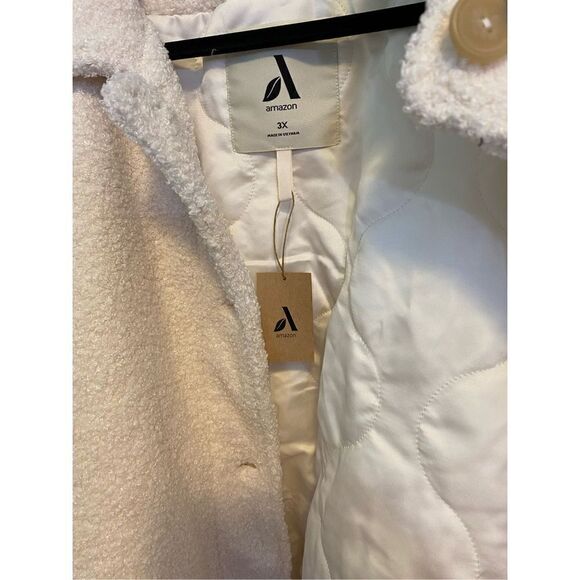 Amazon Aware Women's Recycled Polyester Sherpa Jacket in Cream Size 3X - Picture 5 of 7